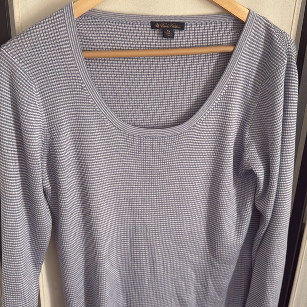 Brooks Brothers Lavender & White Ribbed Scoop Neck Top - Picture 5 of 9